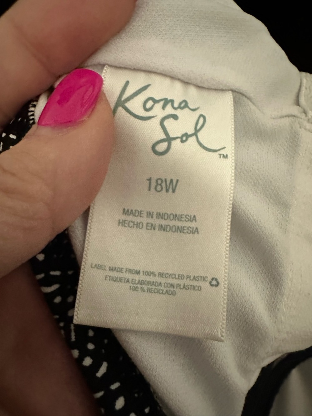 Kona Sol Keyhole Halter Tankini Swimsuit‎ Top Size 18W in Black & White VGUC - Picture 7 of 7